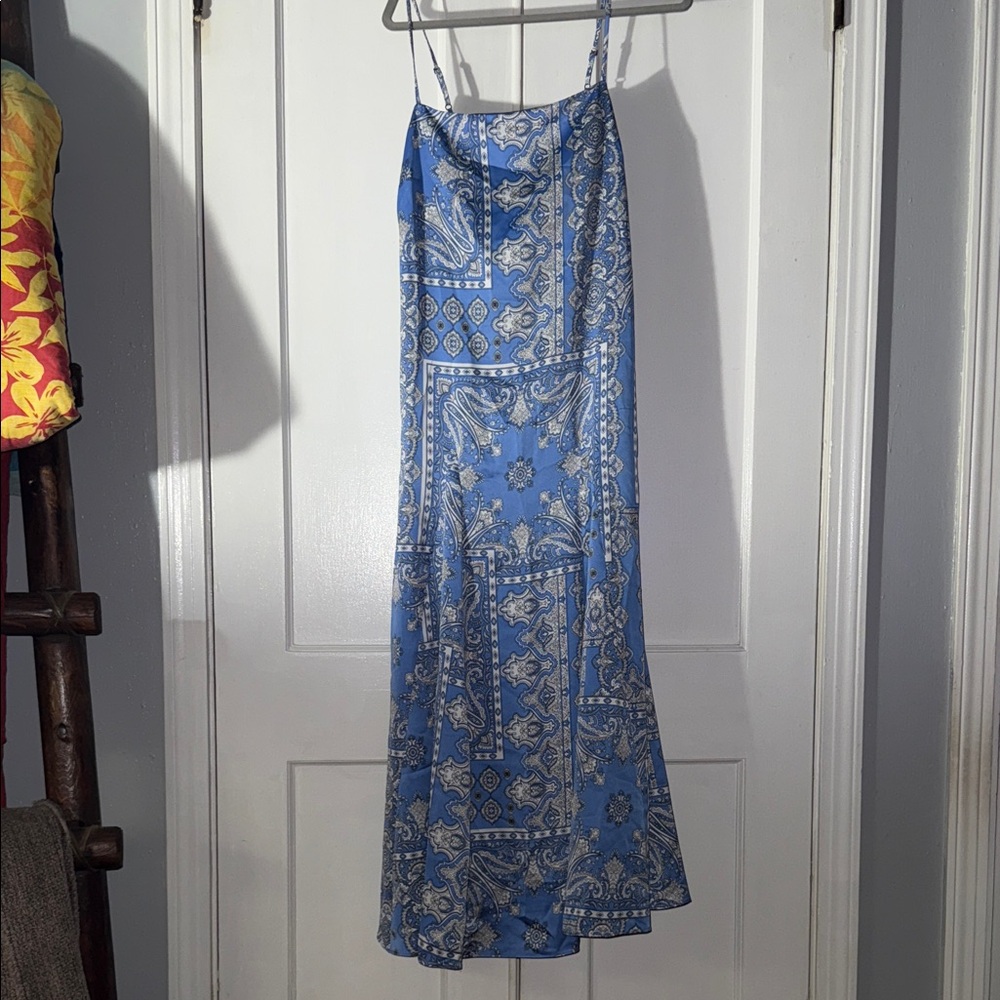 LOFT Blue and White Patterned Maxi Dress